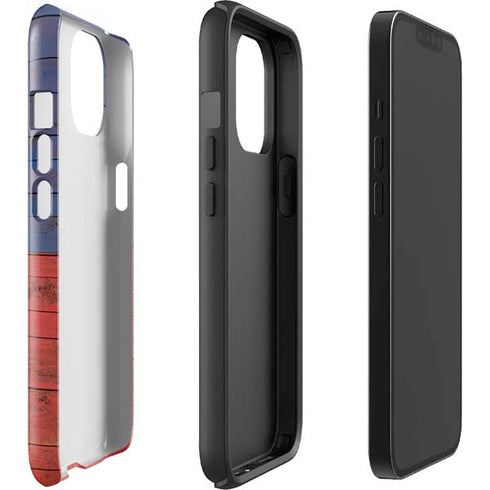 Haiti Flag Dark Wood iPhone 15 Impact Case